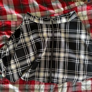 Plaid Black & White Plaid Skirt with Zipper